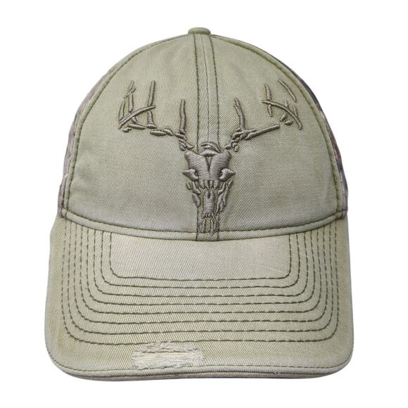 Buck Wear Strapback Baseball Cap Green One Size Adjustable Embroidered 6 Panel - Picture 1 of 8
